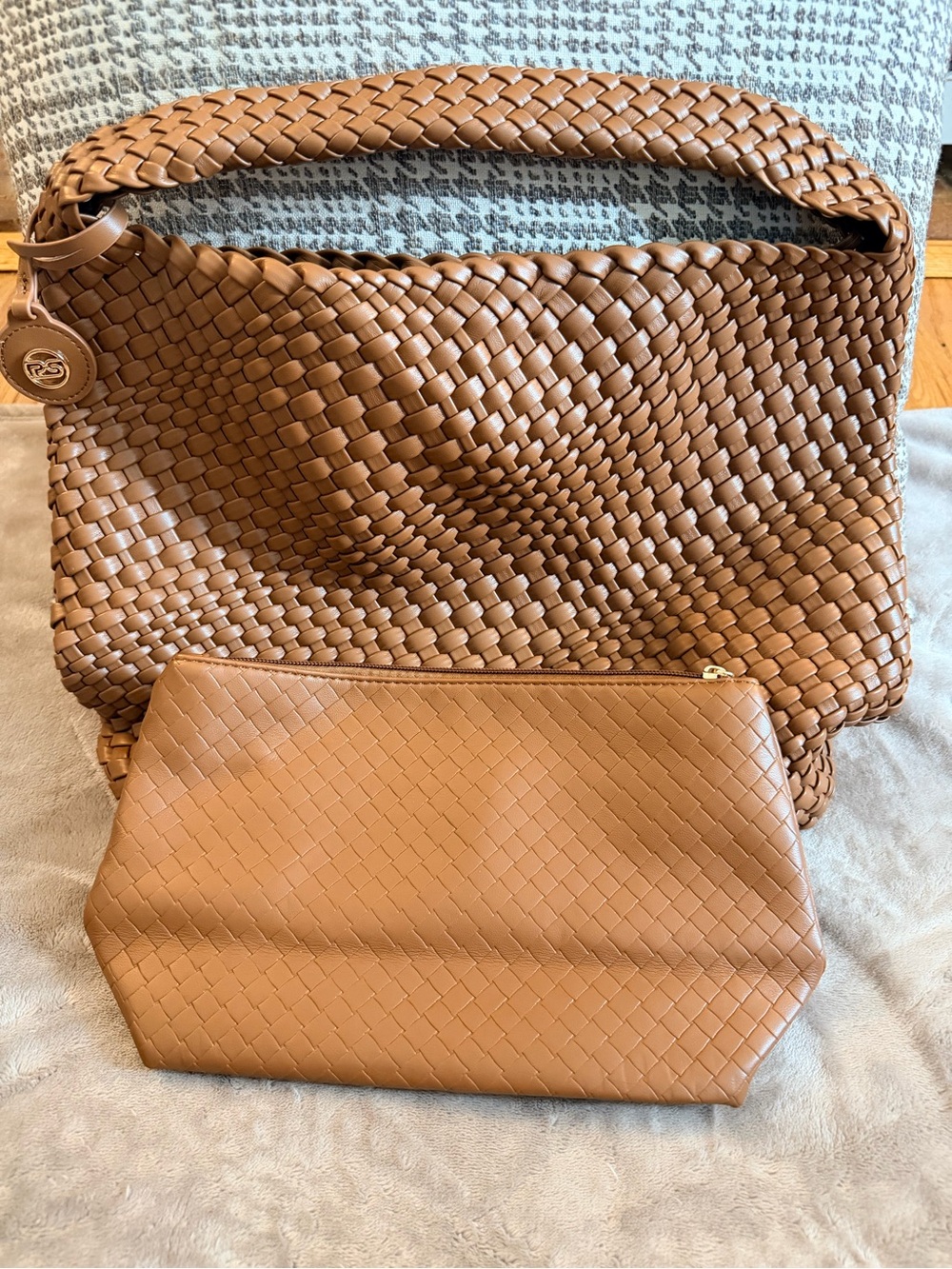 Woven Shoulder Bag with Matching Pouch